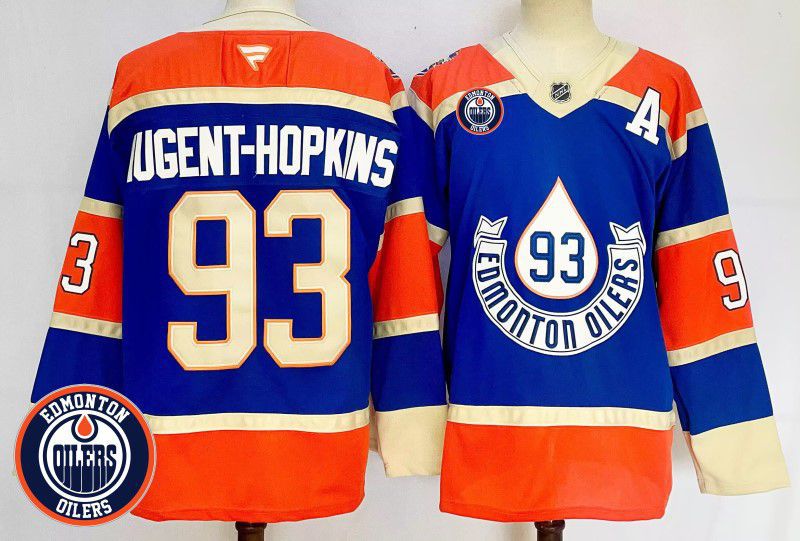 Men Edmonton Oilers #93 Nugent-Hopkins Blue Fanatics 2025 NHL Jersey style 2